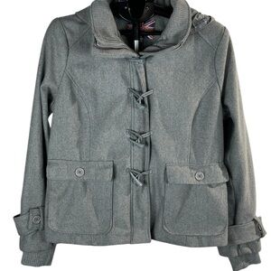 Miss London Gray Wool Blend Toggle Jacket – British Heritage Utility Coat (XL)